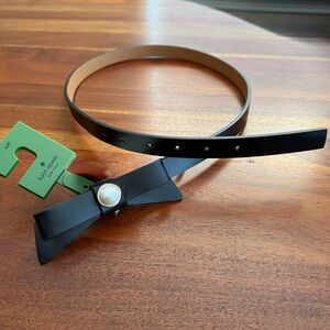 Kate Spade Black Belt with Bow and Pearl Buckle